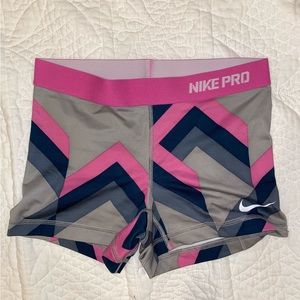 Nike Pro Spandex Shorts - Small, Grey and Pink